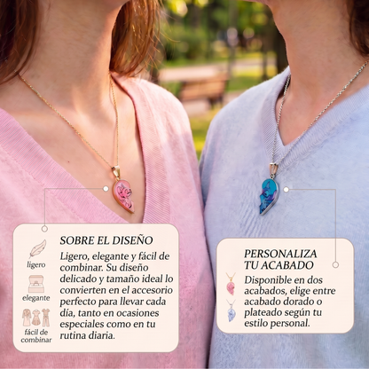 Collar Corazón Magnético Stitch y Ángela